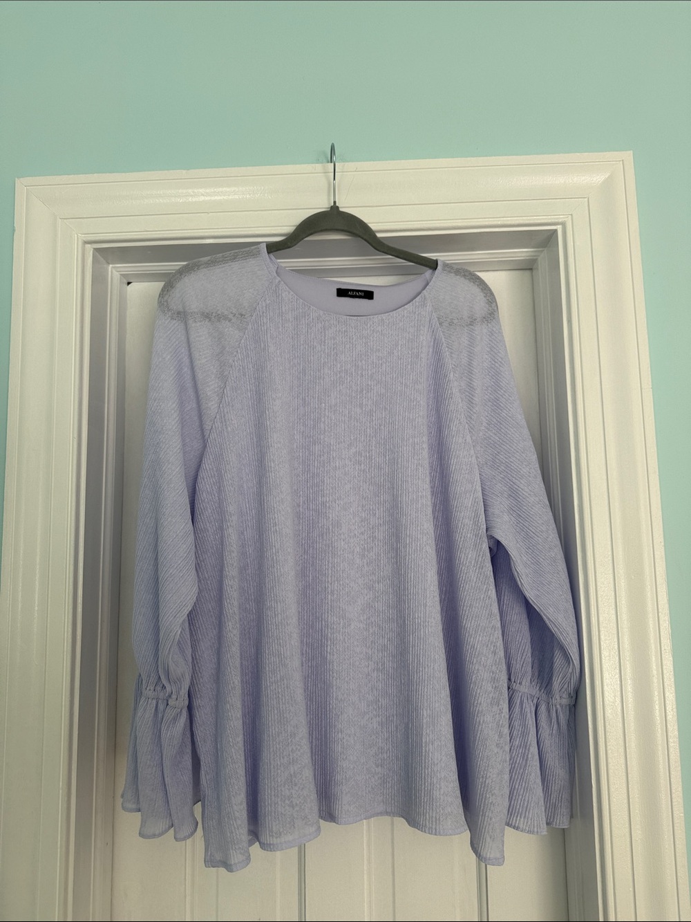 Alfani Light Lavender Long-Sleeve Ruffle Cuff Top
